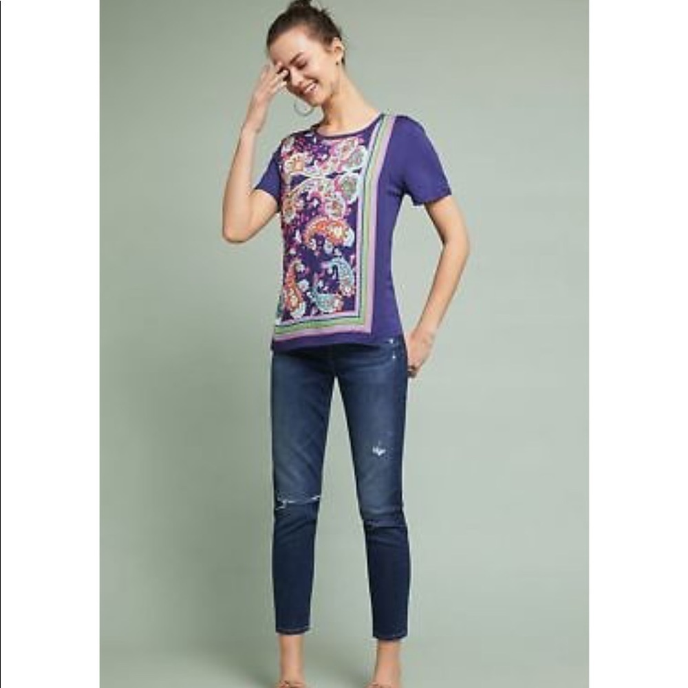 ANTHROPOLOGIE NWT Maddie Printed Top Maeve Tee New
